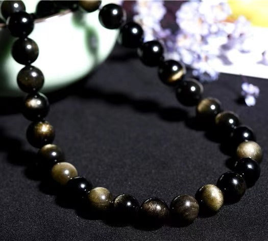 [Natural Crystal Beads] 6A Gold/Silver Obsidian 4mm-20mm